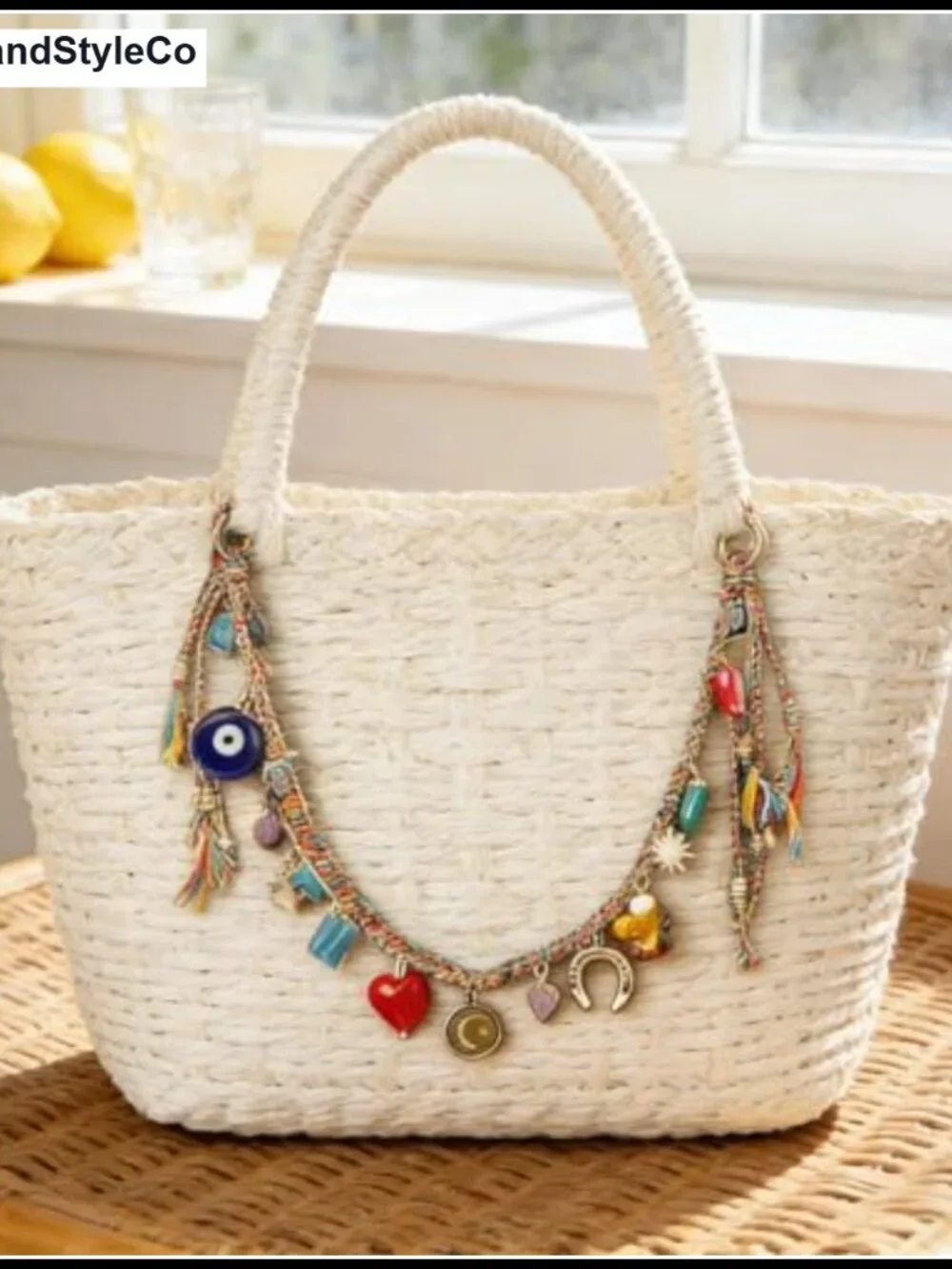 Vintage Beaded Chain Bag Charm Keychain